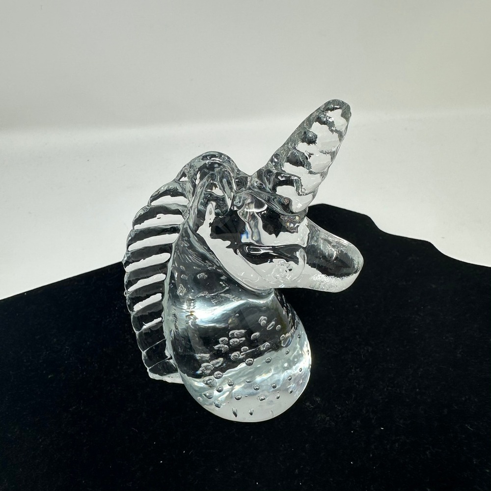 Unbranded Glass Figurine Unisex OS Clear Unicorn Bust Controlled Bubble Art - Picture 4 of 9